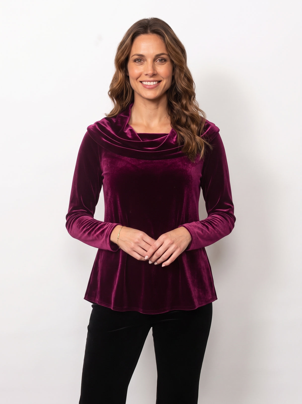 PlushTech Velvet Cowl Neck Top