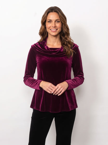 PlushTech Velvet Cowl Neck Top