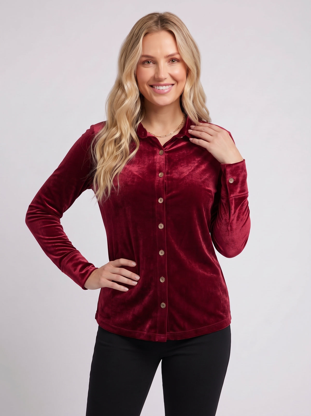 PlushTech Velvet Button Shirt