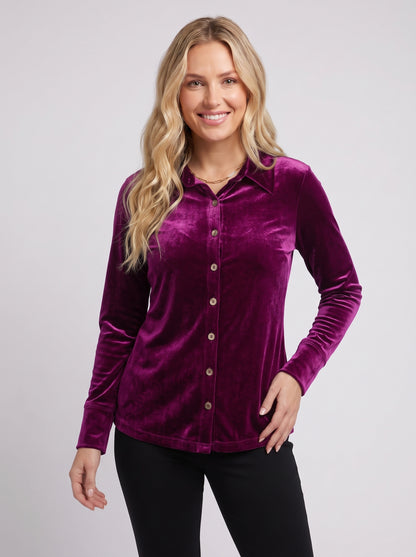 PlushTech Velvet Button Shirt