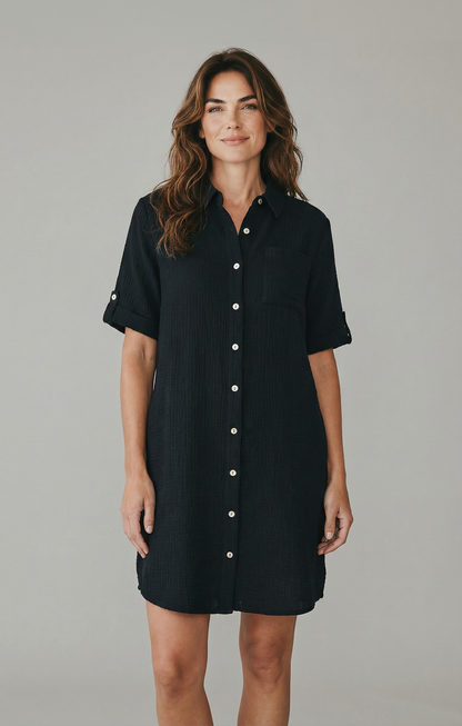 Organic Cotton Gauze Button Up Dress