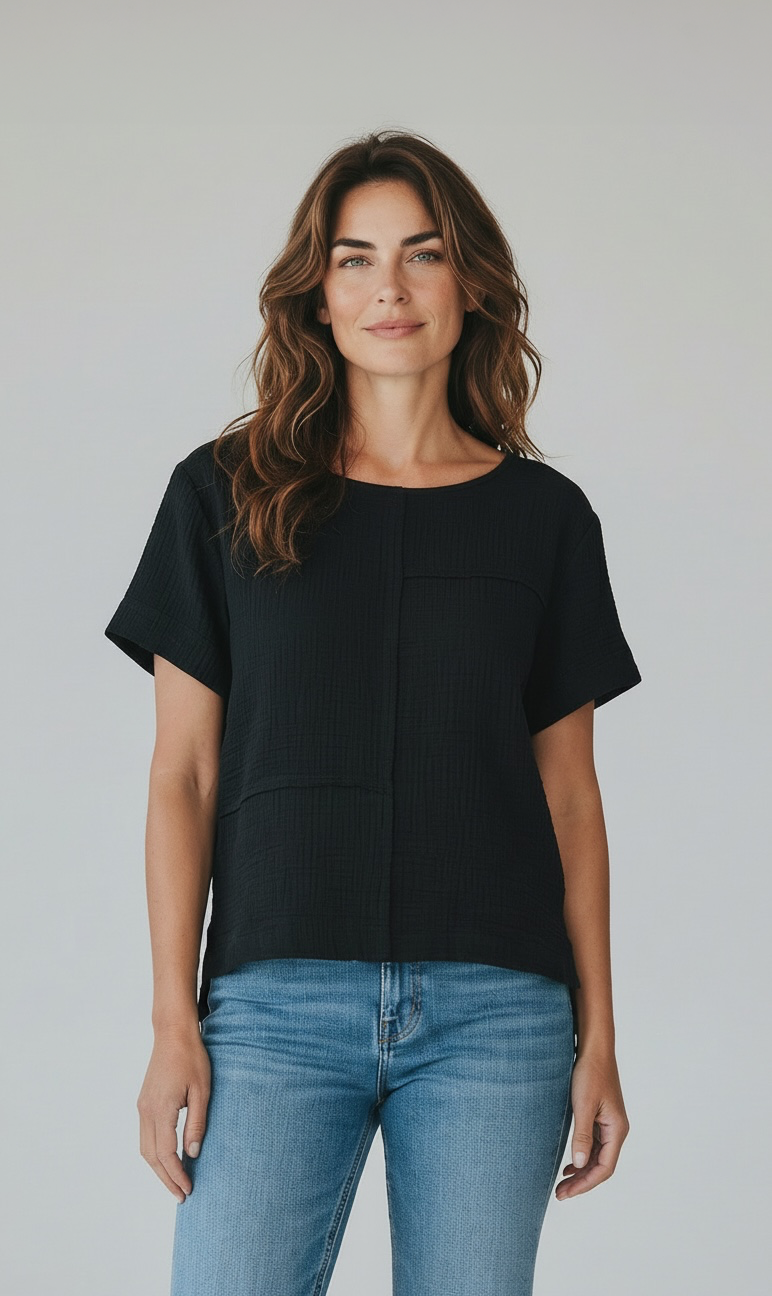 Organic Cotton Gauze Seamed Top