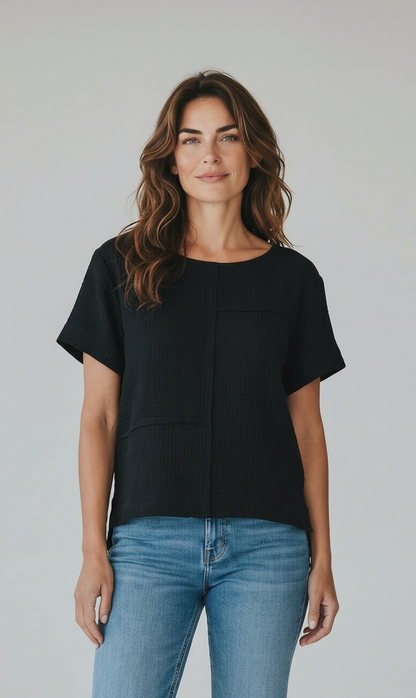 Organic Cotton Gauze Seamed Top