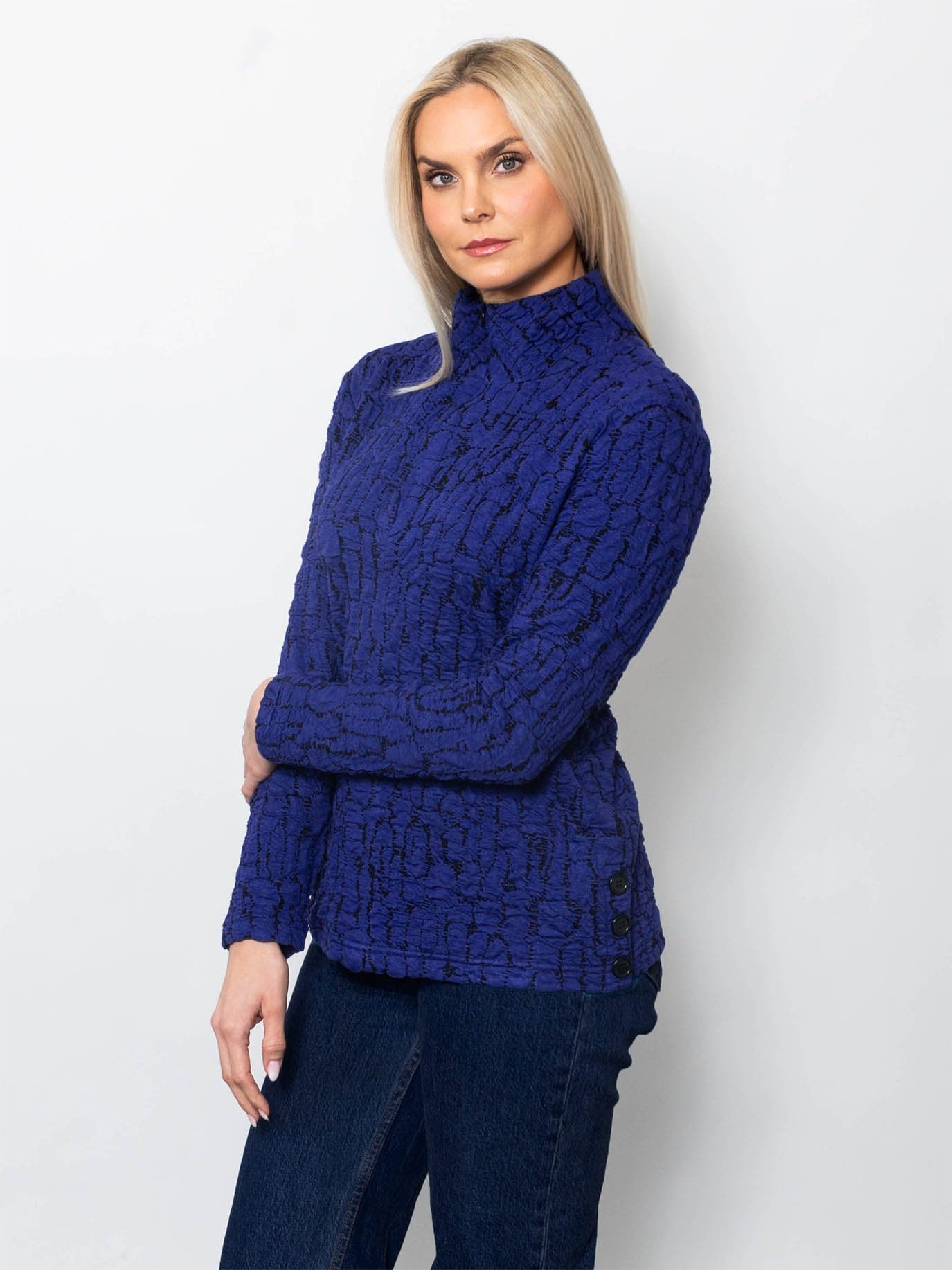 Blister Knit Quarter Zip Top