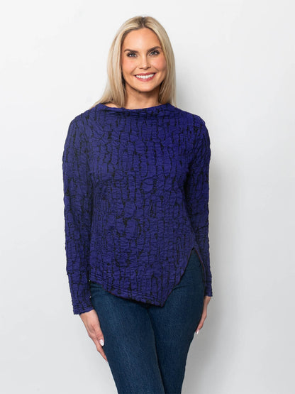 Blister Knit Asymmetrical Hem Top