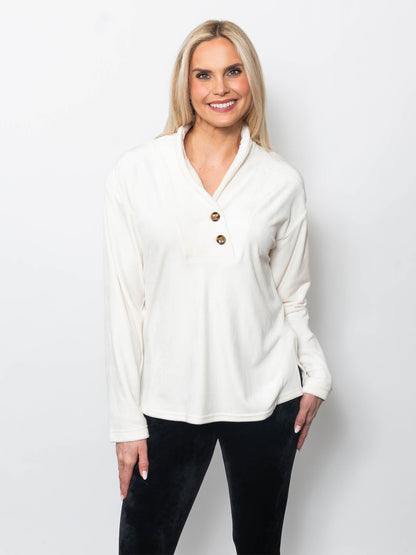 Microfleece Drape Neck Pullover Top