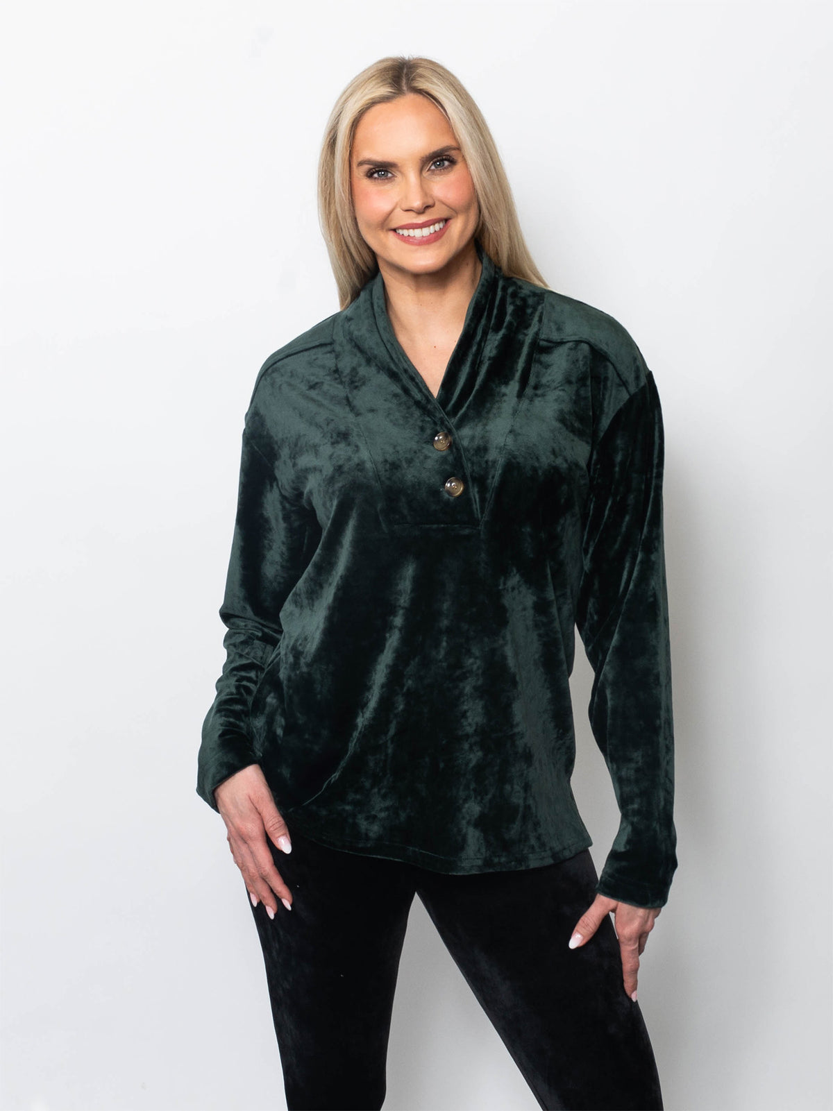 Microfleece Drape Neck Pullover Top