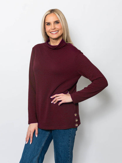 Seersucker Funnel Neck Top