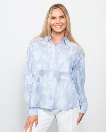 Pinstripe Jacquard Button Shirt