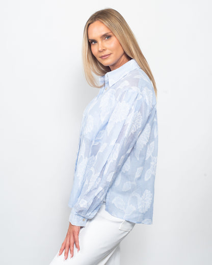 Pinstripe Jacquard Button Shirt