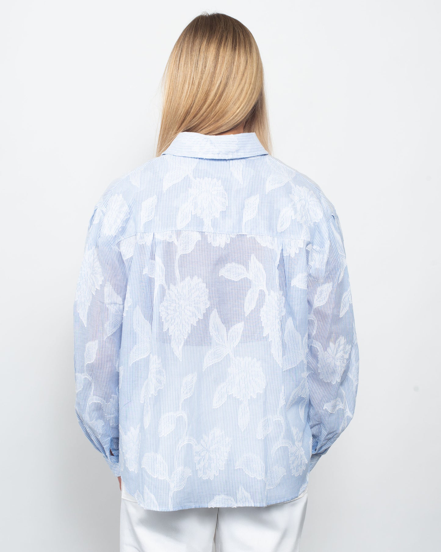 Pinstripe Jacquard Button Shirt