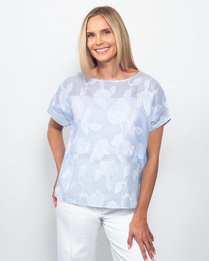 Pinstripe Jacquard Dolman Sleeve Top