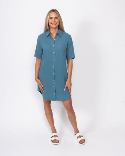 Organic Cotton Gauze Button Up Dress