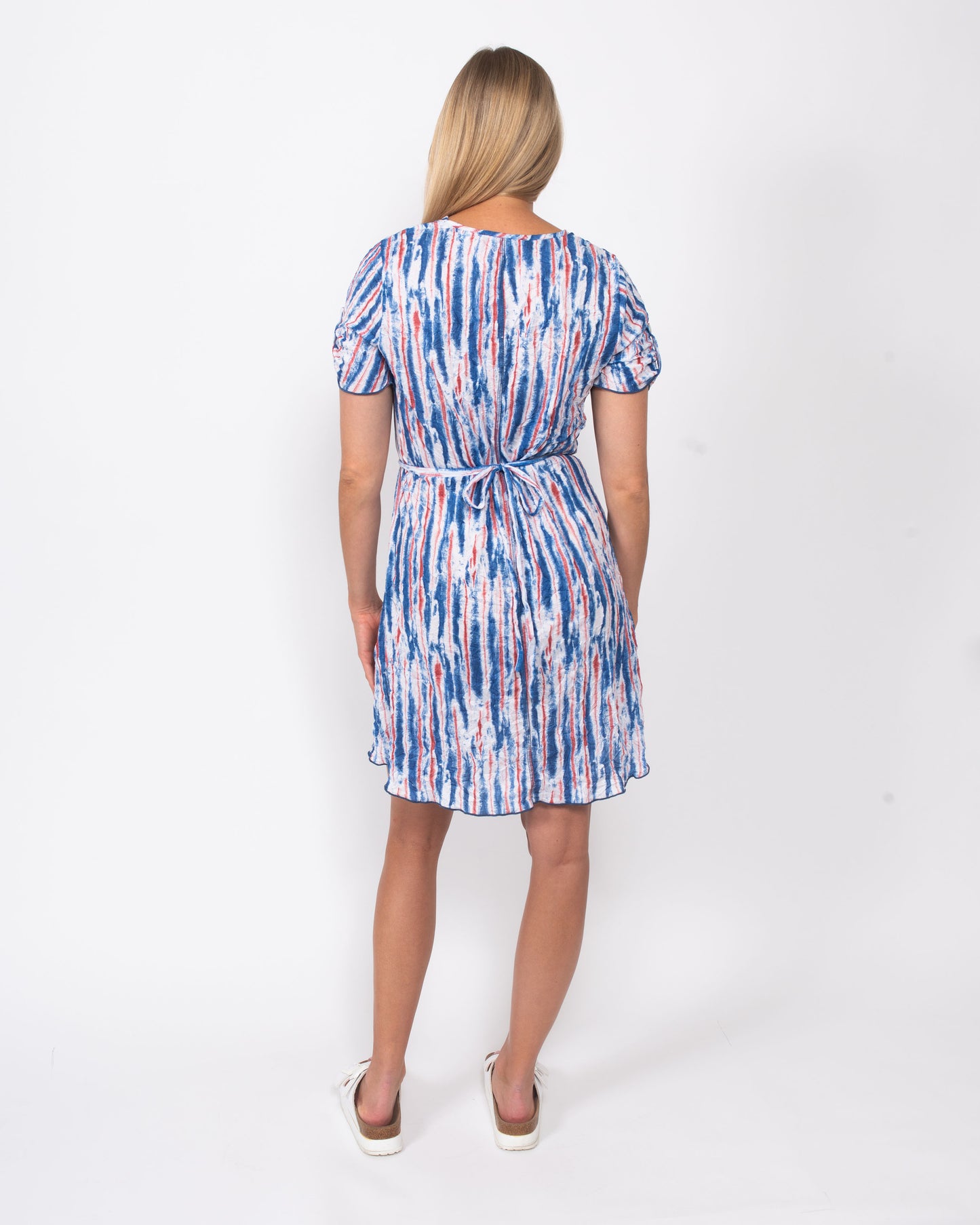 Printed Crinkle Tie Waist Dress