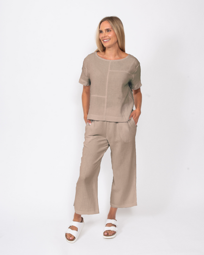 Organic Cotton Gauze Seamed Top