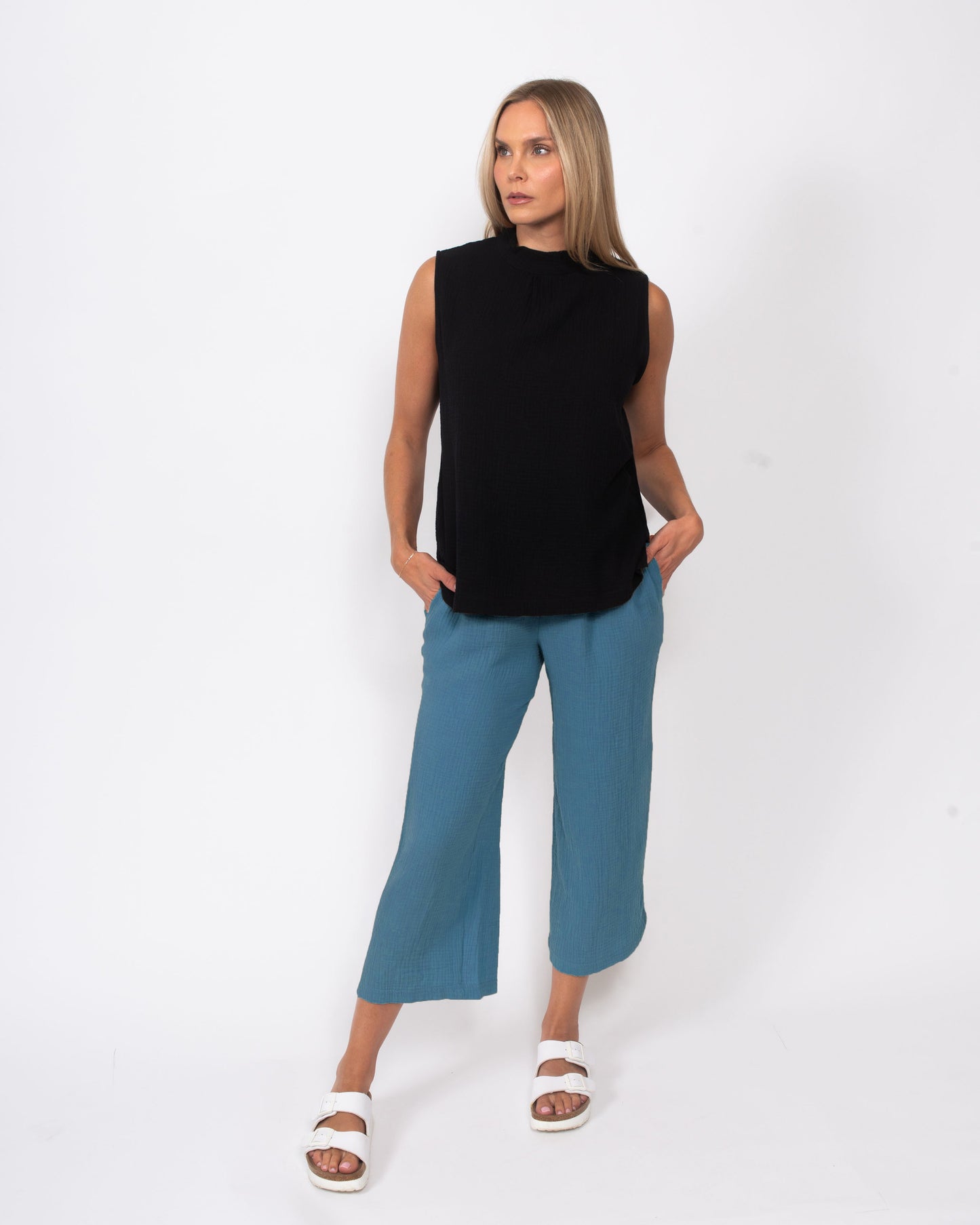 Organic Cotton Gauze Cropped Pant