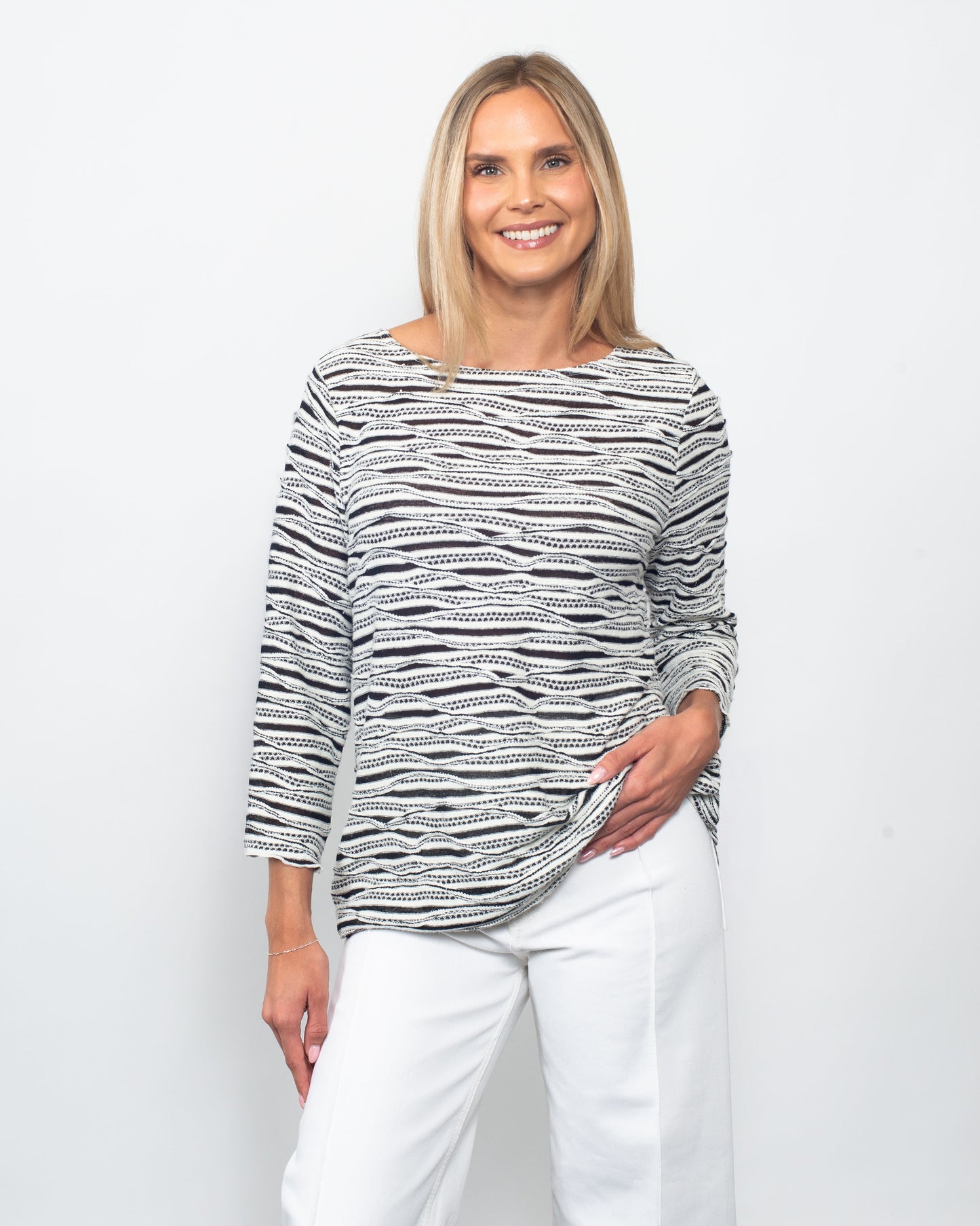 Twisted Stripe 3/4 Sleeve Top