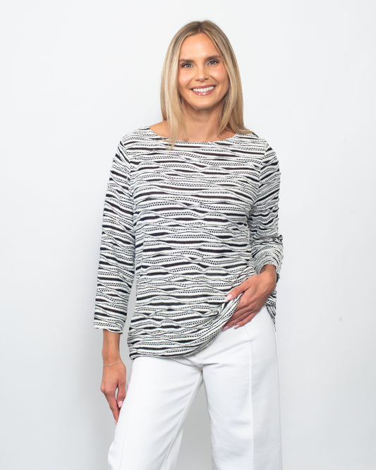 Twisted Stripe 3/4 Sleeve Top