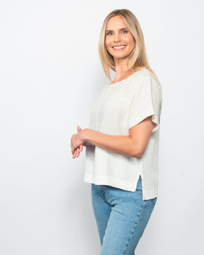 Organic Cotton Gauze Seamed Top