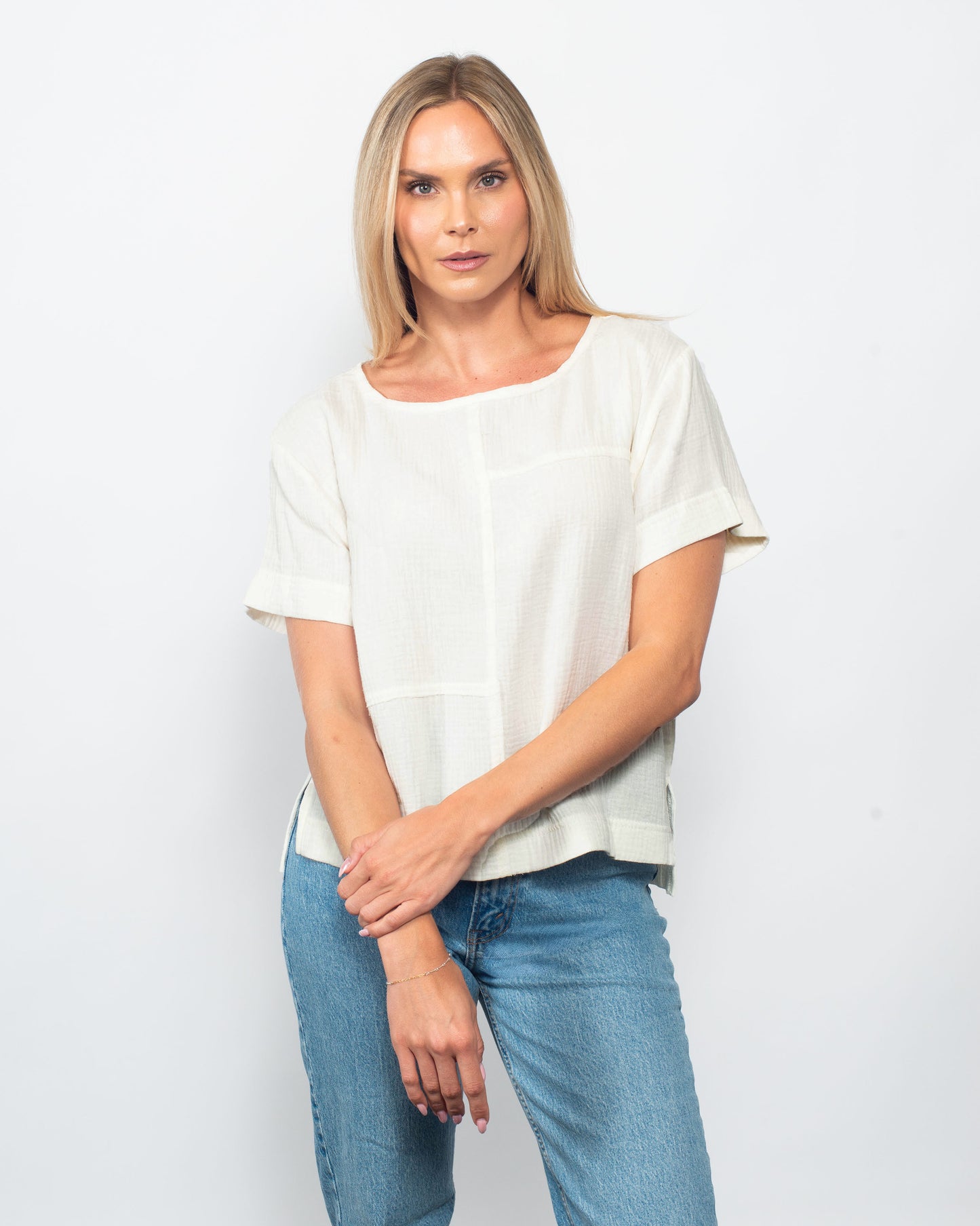 Organic Cotton Gauze Seamed Top