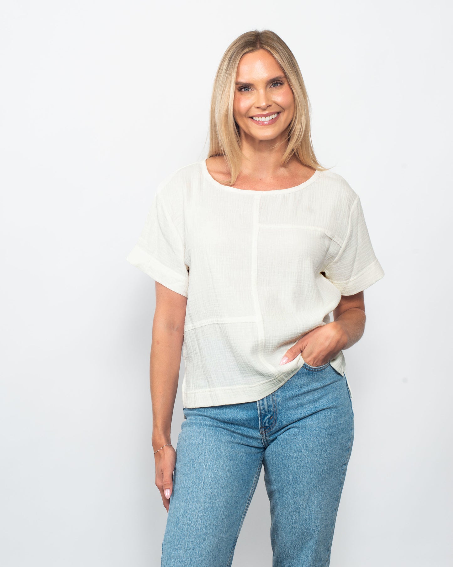 Organic Cotton Gauze Seamed Top