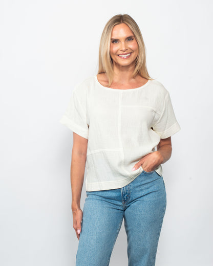 Organic Cotton Gauze Seamed Top