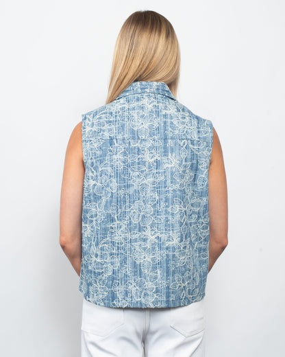 Embroidered Denim Vest