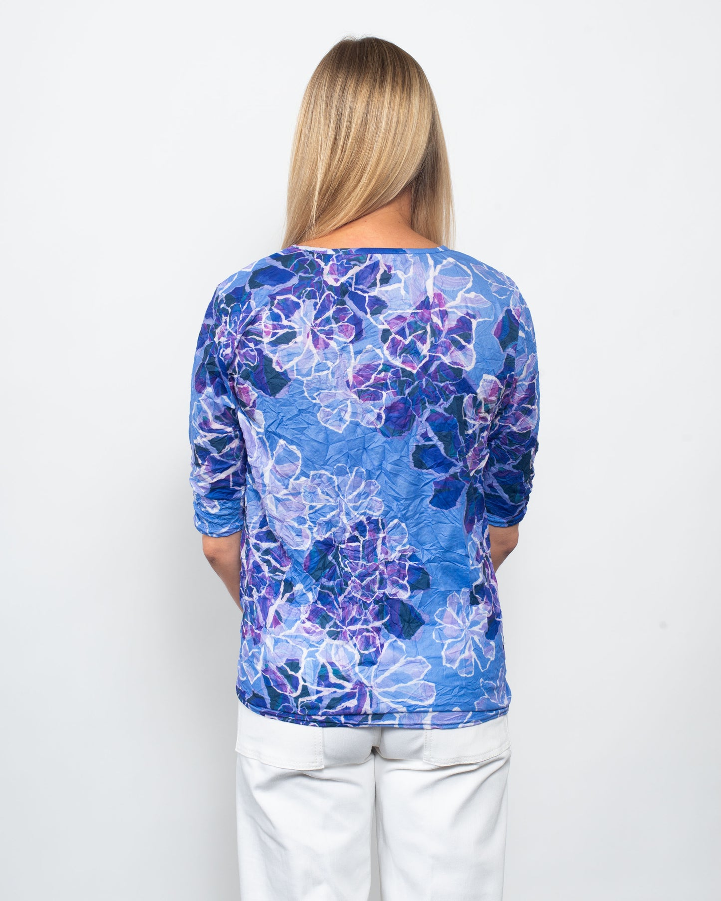 Crinkle V-Neck Tie Front Top