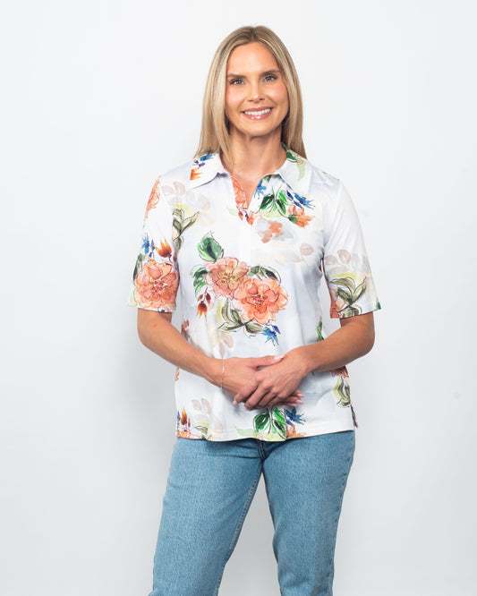 Viscose Johnny Collar Top