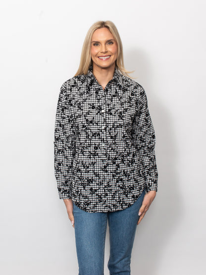 Gingham Flocked Classic Button Shirt