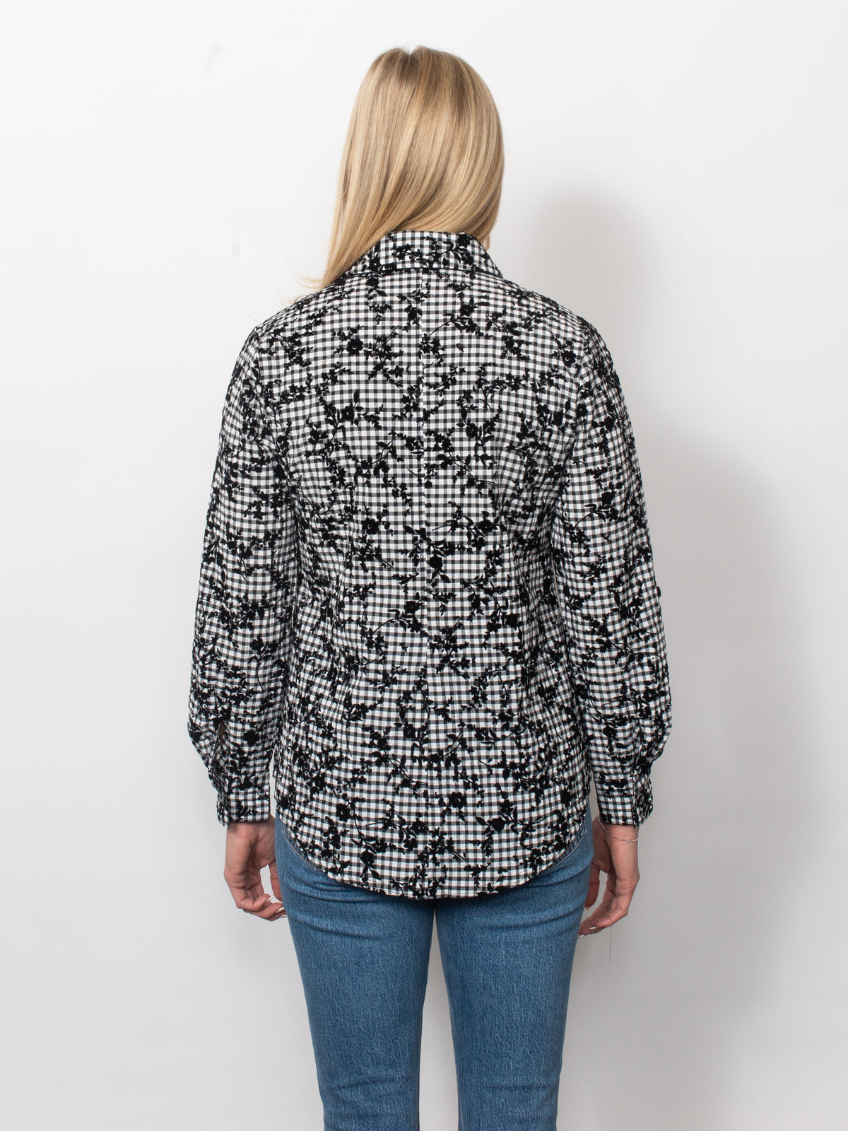 Gingham Flocked Classic Button Shirt