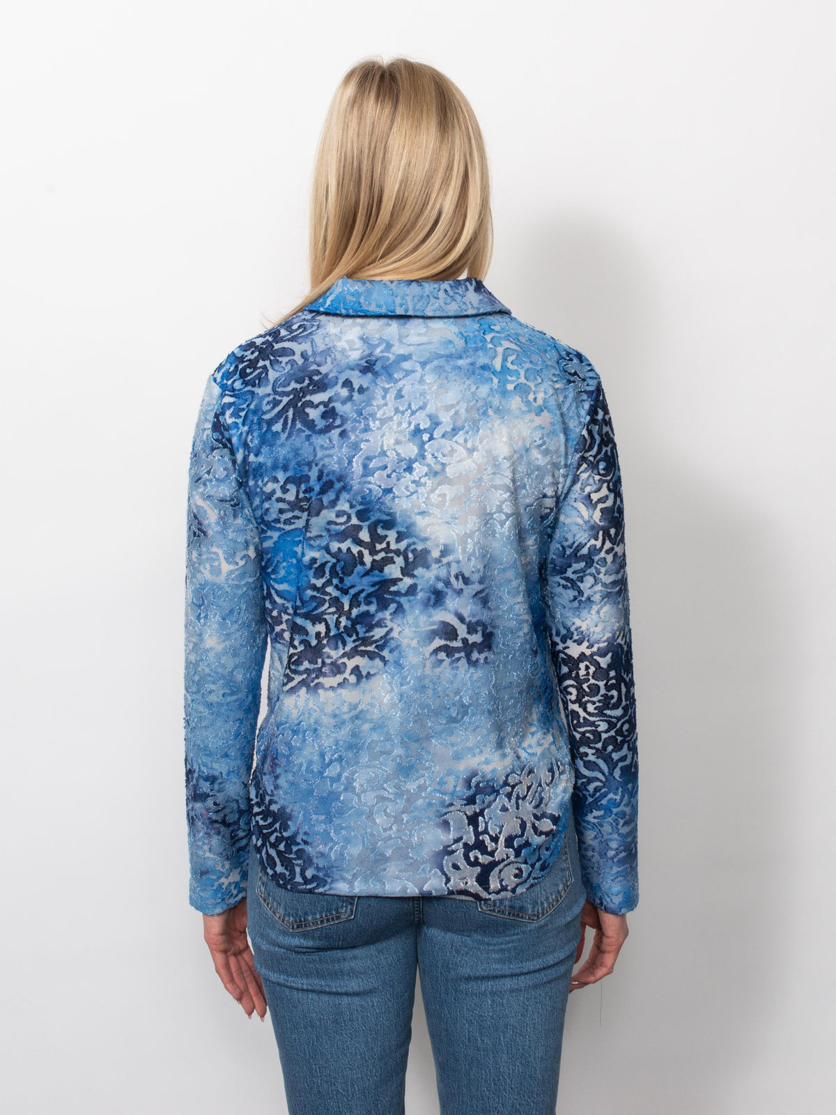 Tie Dyed Burnout Eyelash Twist Front Button Shirt