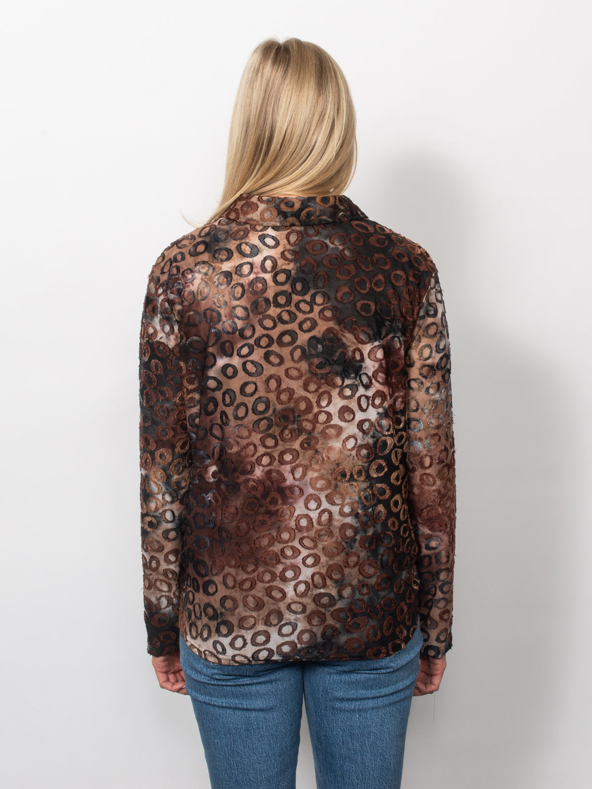 Tie Dyed Burnout Eyelash Twist Front Button Shirt