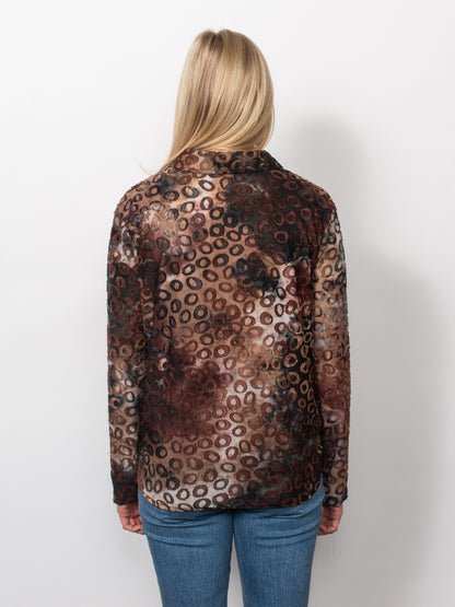 Tie Dyed Burnout Eyelash Twist Front Button Shirt