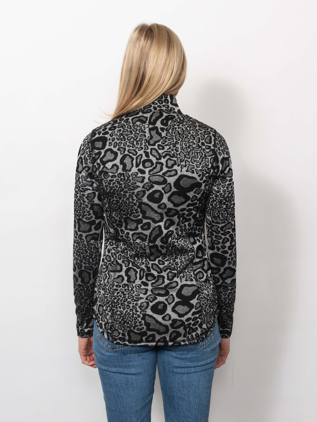 Animal Jacquard 1/4 Zip Neck Pullover