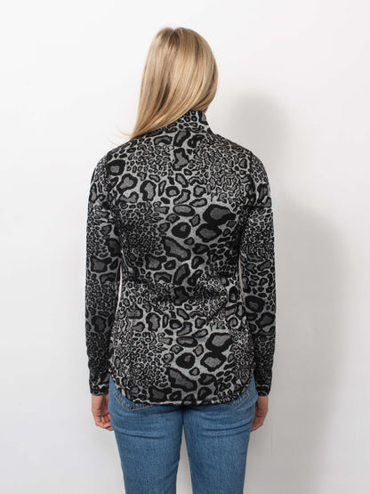 Animal Jacquard 1/4 Zip Neck Pullover