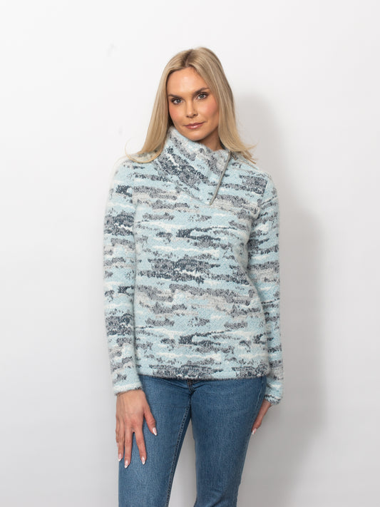 Plush Sweater Knit Asymmetrical Zip Collar Top