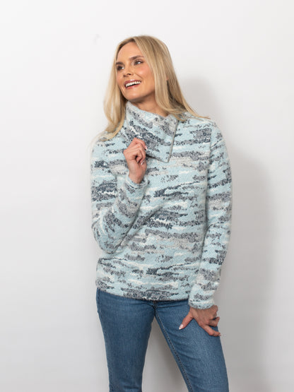 Plush Sweater Knit Asymmetrical Zip Collar Top