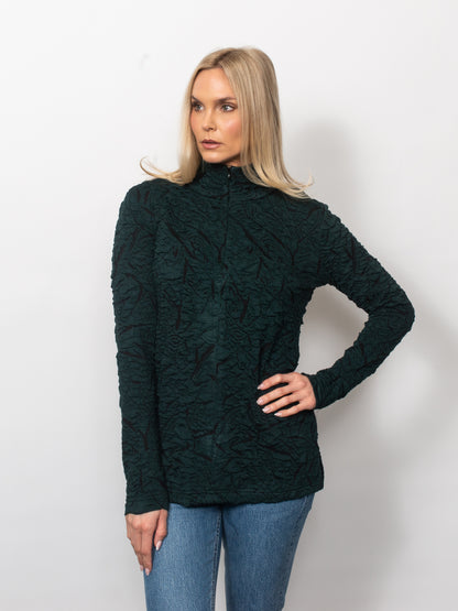 Blister Knit Concealed Quarter Zip Top