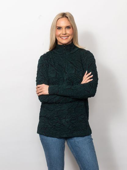 Blister Knit Concealed Quarter Zip Top