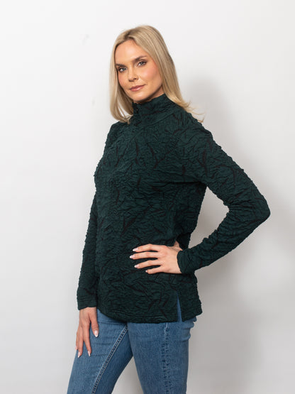 Blister Knit Concealed Quarter Zip Top