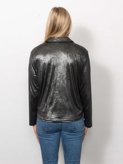 Metallic Twist Front Collared Shirt