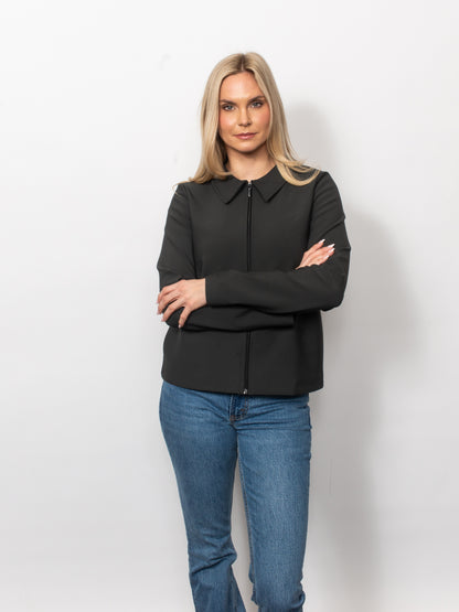Fine Twill Collared Zip Jacket