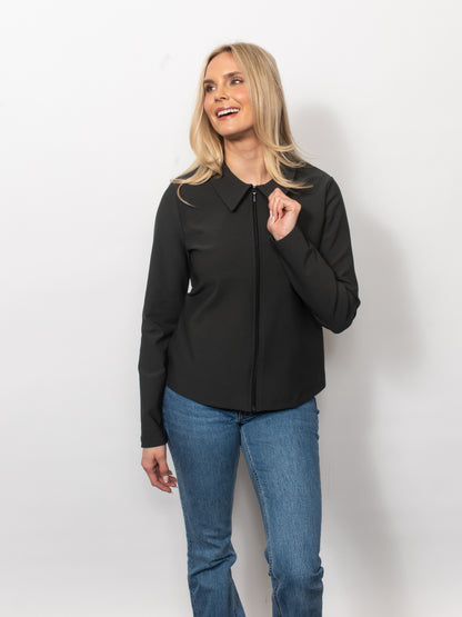 Fine Twill Collared Zip Jacket
