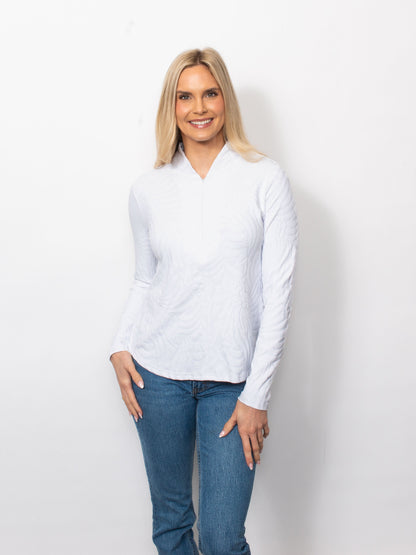 Sport Jacquard Concealed 1/4 Zip Neck Top