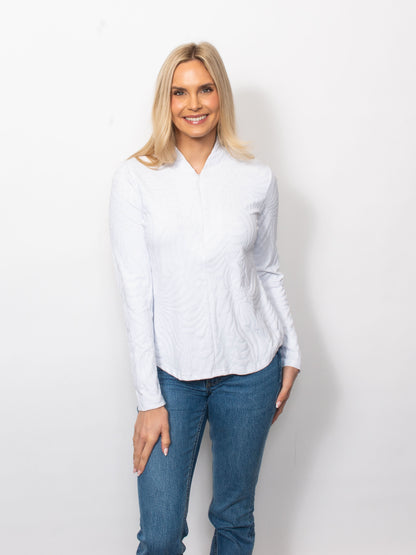 Sport Jacquard Concealed 1/4 Zip Neck Top