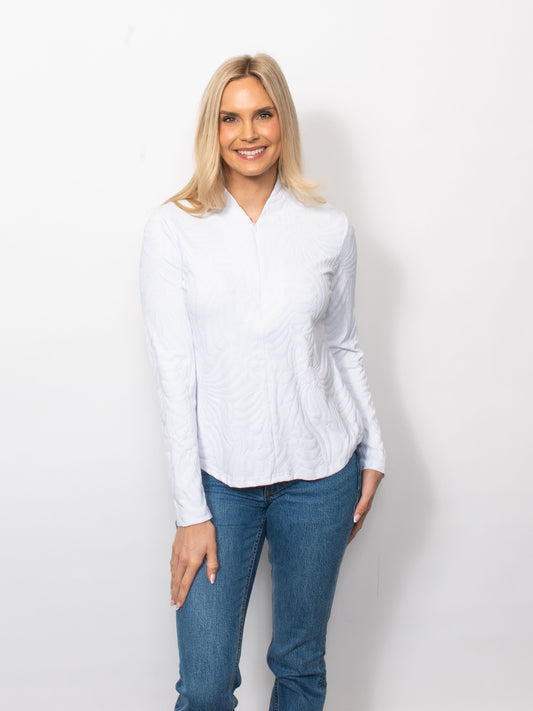 Sport Jacquard Concealed 1/4 Zip Neck Top