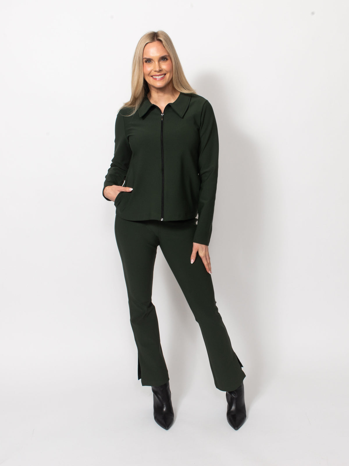 Fine Twill Collared Zip Jacket