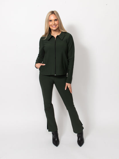 Fine Twill Collared Zip Jacket