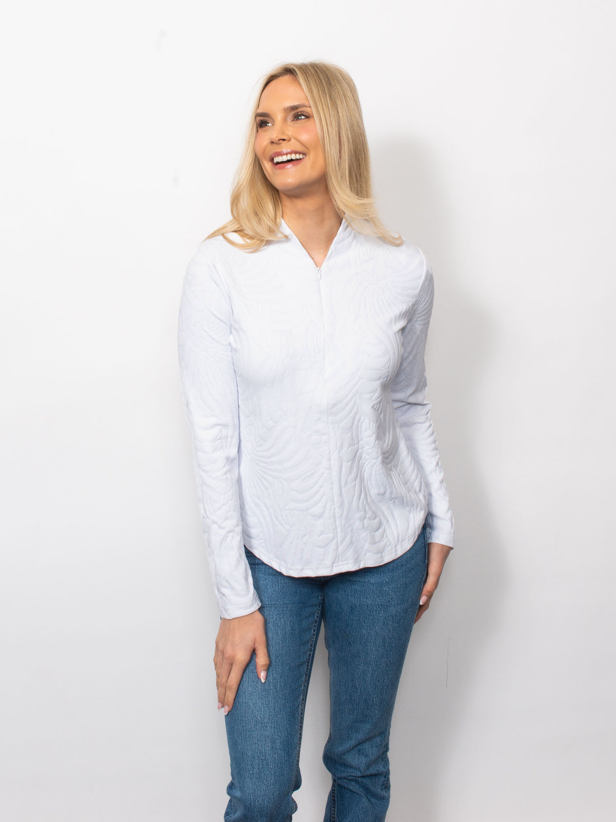 Sport Jacquard Concealed 1/4 Zip Neck Top